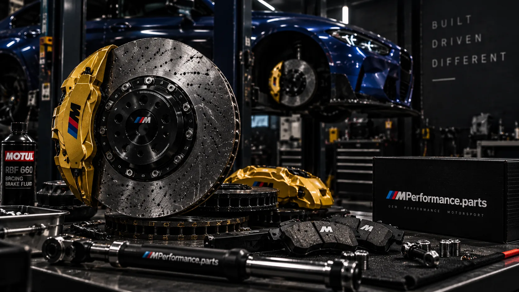 Carbon-ceramic brake disc and caliper close-up