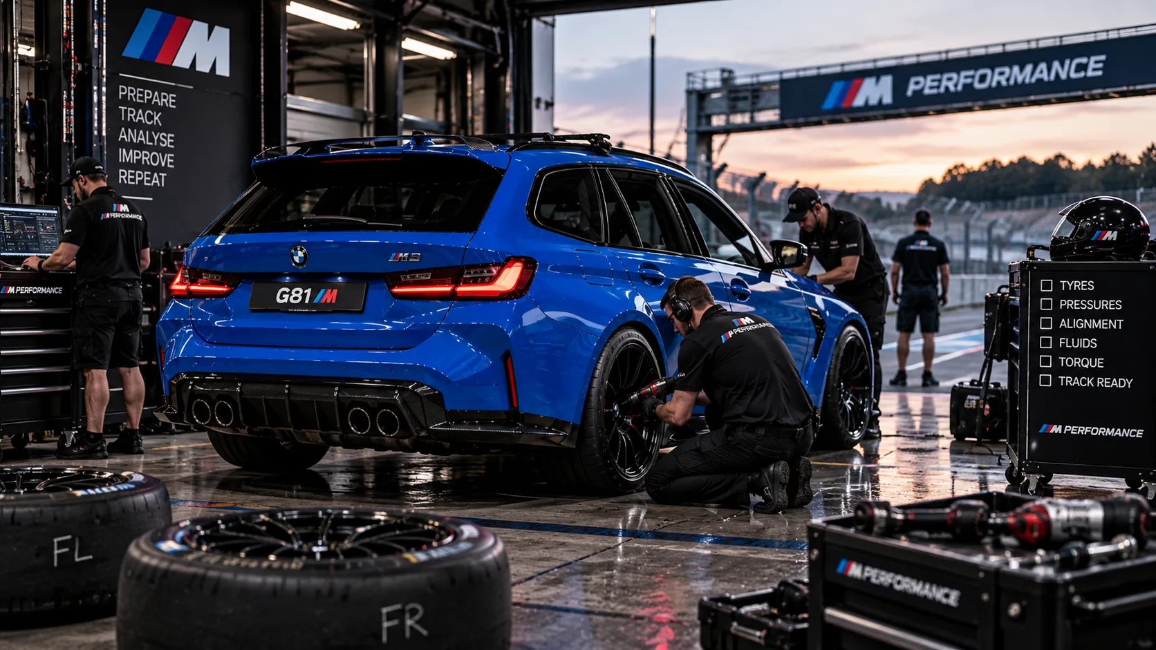 Performance estate in the pit lane at preparation